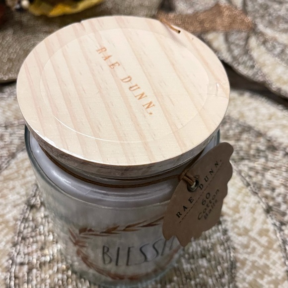 NWT RAE DUNN Fall "Blessed" Glass Jar Canister with Wood Lid Cotton Balls - Picture 3 of 11